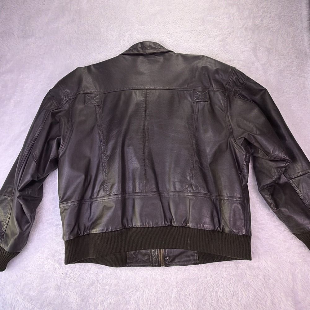 Vintage Hill & Archer Black Bomber Soft Leather Jacket Mens Large (44) Full Zip - Picture 5 of 11